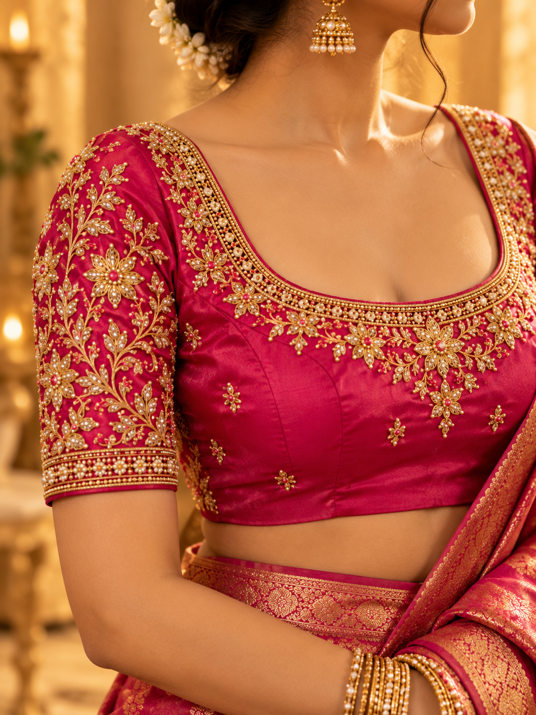 Pink embroidered designer blouse