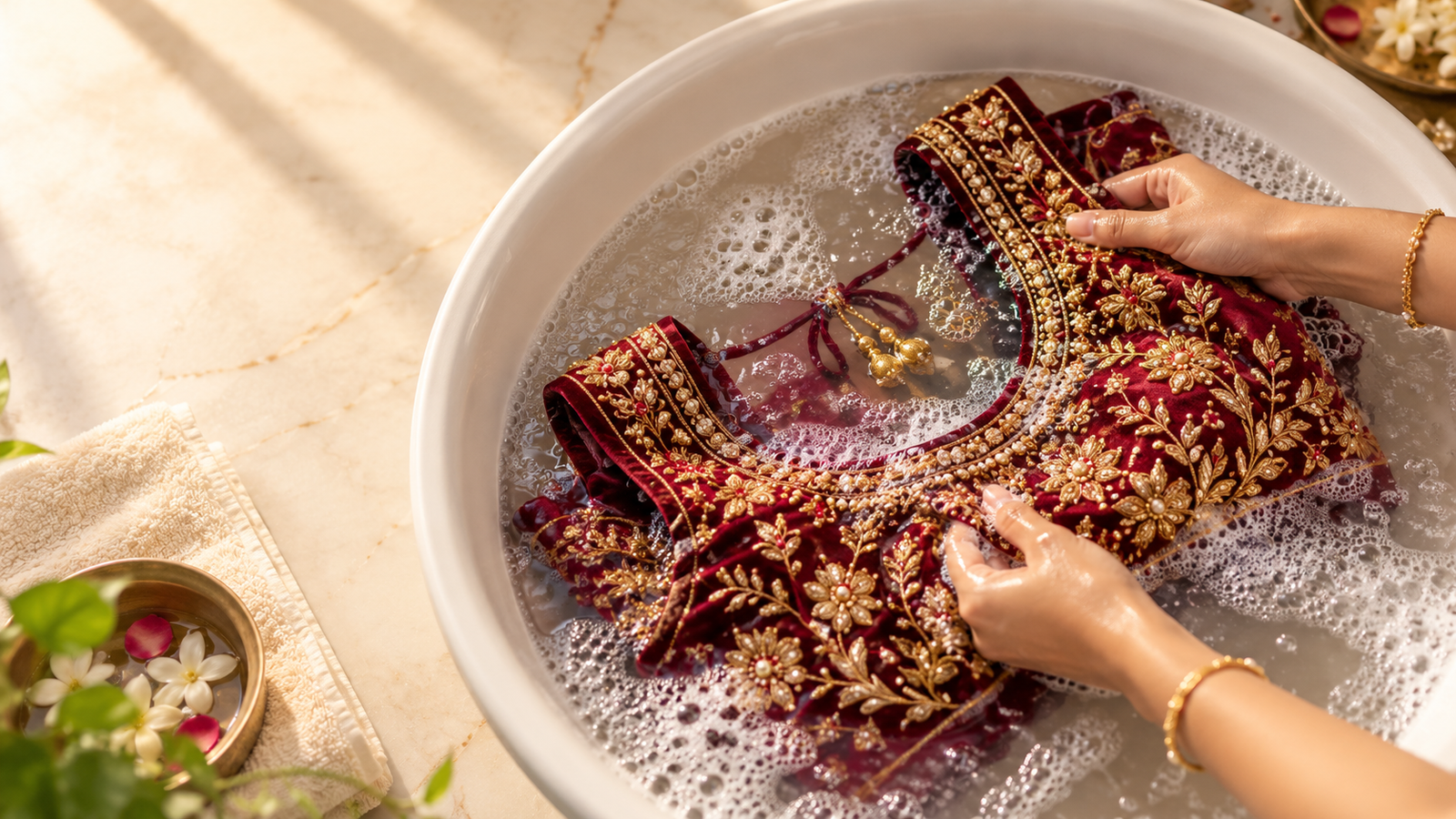 Washing an embroidered blouse